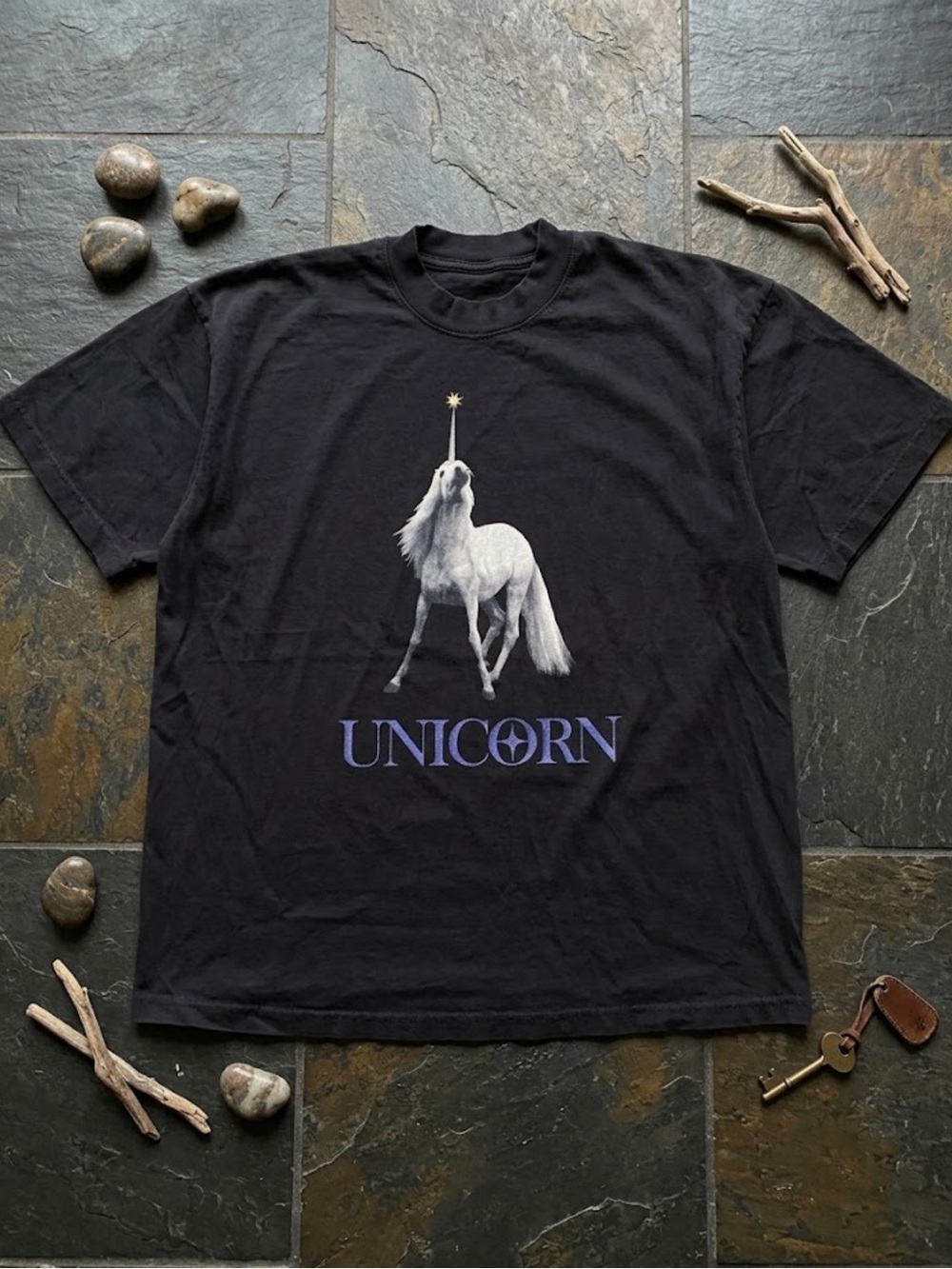 Gildan Graphic Tee - Black Unicorn Print